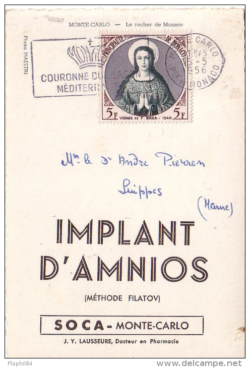 MONACO - COLLECTION SOCA - METHODE FILATOV - IMPLANT D'AMNIOS - LE 15-5-1956. - Briefe U. Dokumente