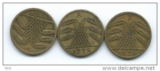 Republique De Weimar 5 Rentenpfennig 1924 A 1924 G Reichspfennig 1924 J - 5 Rentenpfennig & 5 Reichspfennig