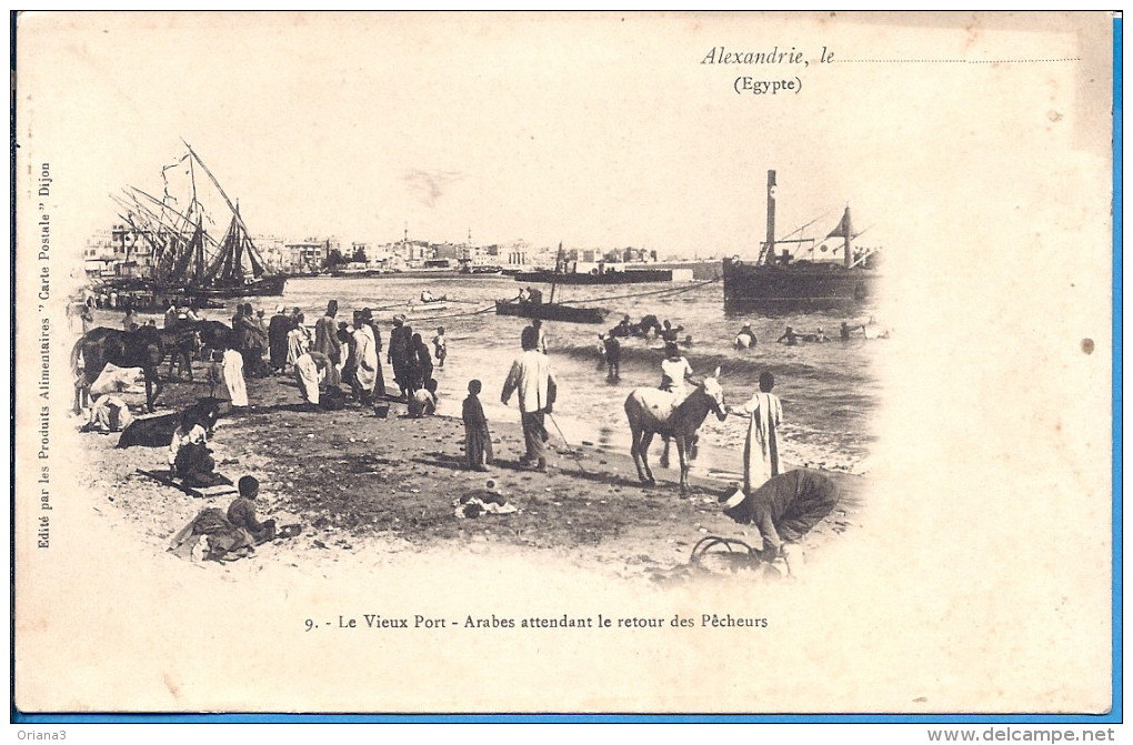 -- ALEXANDRIE -- LE VIEUX PORT --  ARABES ATTENDANT LE RETOUR DES PECHEURS - Alexandria