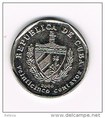 ¨ CUBA  25 CENTAVOS 2000 - Kuba