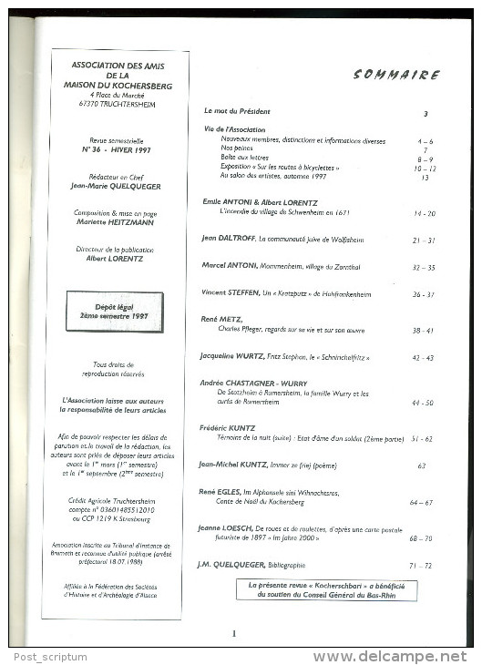 Livre - Kocherschbari Kochersberg 1997 N°36 - Schwenheim  Wolfisheim Zornthal  Hohfrankenheim Rumersheim - C. Pfleger... - Alsace