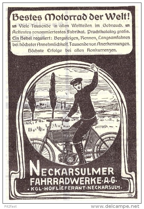 Original Werbung - 1905 - NSU Motorrad , Neckarsulm , Moto !!! - Motor Bikes