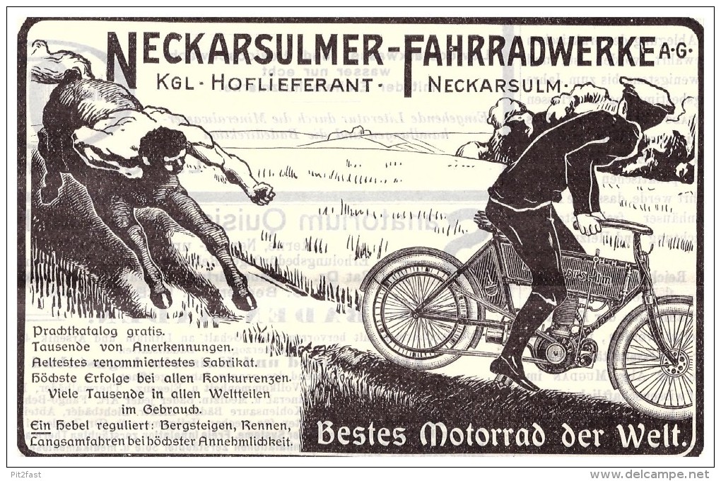 Original Werbung - 1905 - NSU Motorrad , Neckarsulm , Moto , Oldtimer !!! - Motos