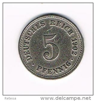 ¨ DEUTSCHES REICH  5 PFENNIG 1902 A - 5 Pfennig