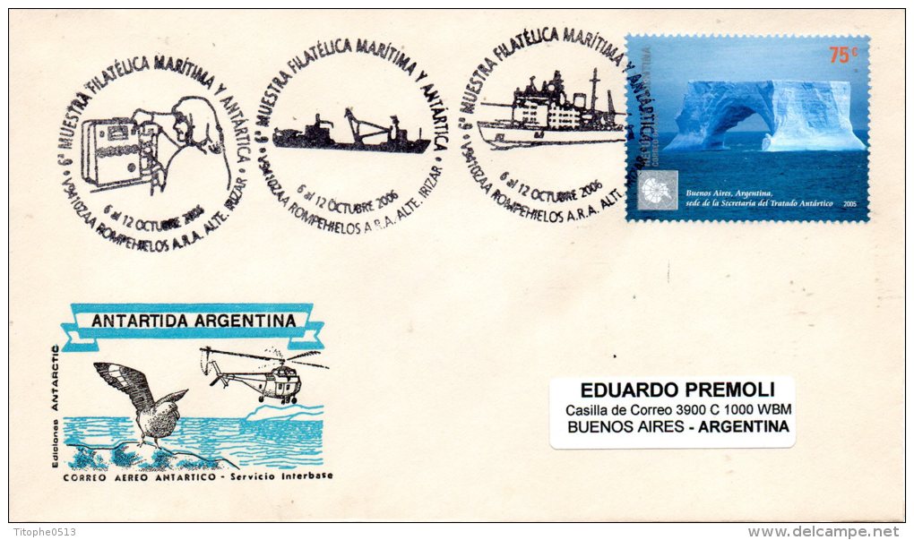 ARGENTINE. Enveloppe Commémorative De 2006. Navire Polaire/Exposition Philatélique Maritime Et Polaire.. - Navires & Brise-glace