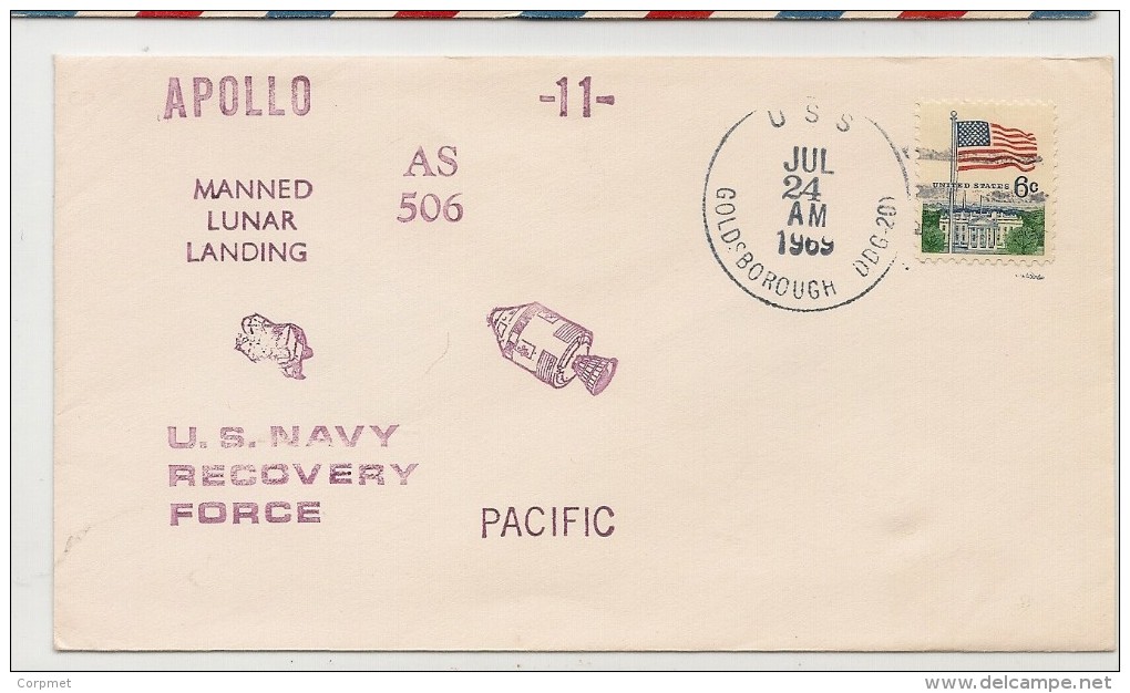 SPACE - US 1969 COVER - APOLLO 11 - MANNED LUNAR LANDING - U.S. NAVY RECOVERY FORCE At PACIFIC OCEAN - Etats-Unis