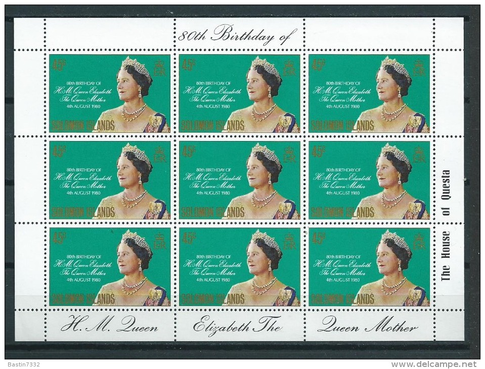 1980 Solomon Islands Complete M/Sheet Queen Mother Birthday MNH,Postfris,Neuf Sans Charniere - Andere & Zonder Classificatie