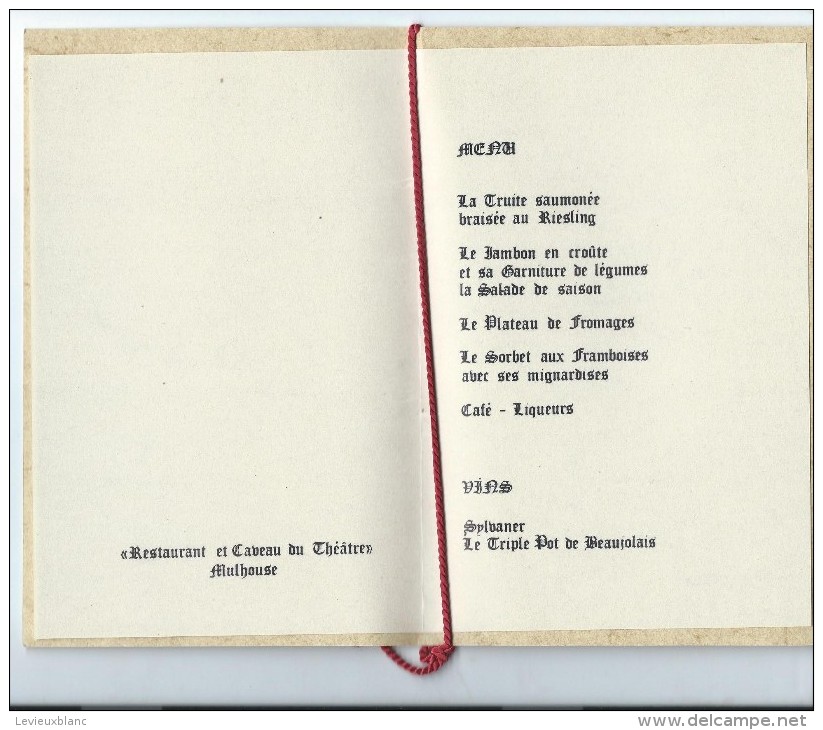 Réception/ Mines De Potasse D´Alsace/Restaurant Et Caveau Du Théatre / Mulhouse/ Années 1950   MENU129 - Menus