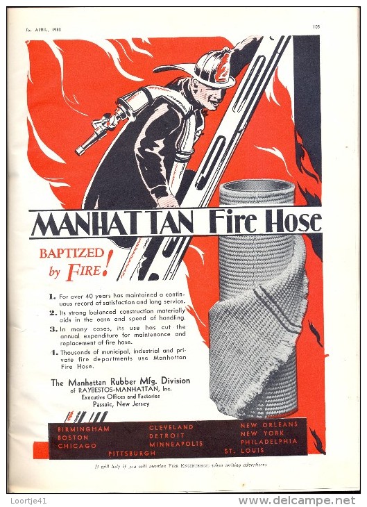 Tijdschrift Magazine FIRE Engineering - Brandweer - Pompiers - Jaargang Year 1933 - - Autres & Non Classés