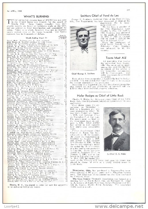 Tijdschrift Magazine FIRE Engineering - Brandweer - Pompiers - Jaargang Year 1933 - - Autres & Non Classés