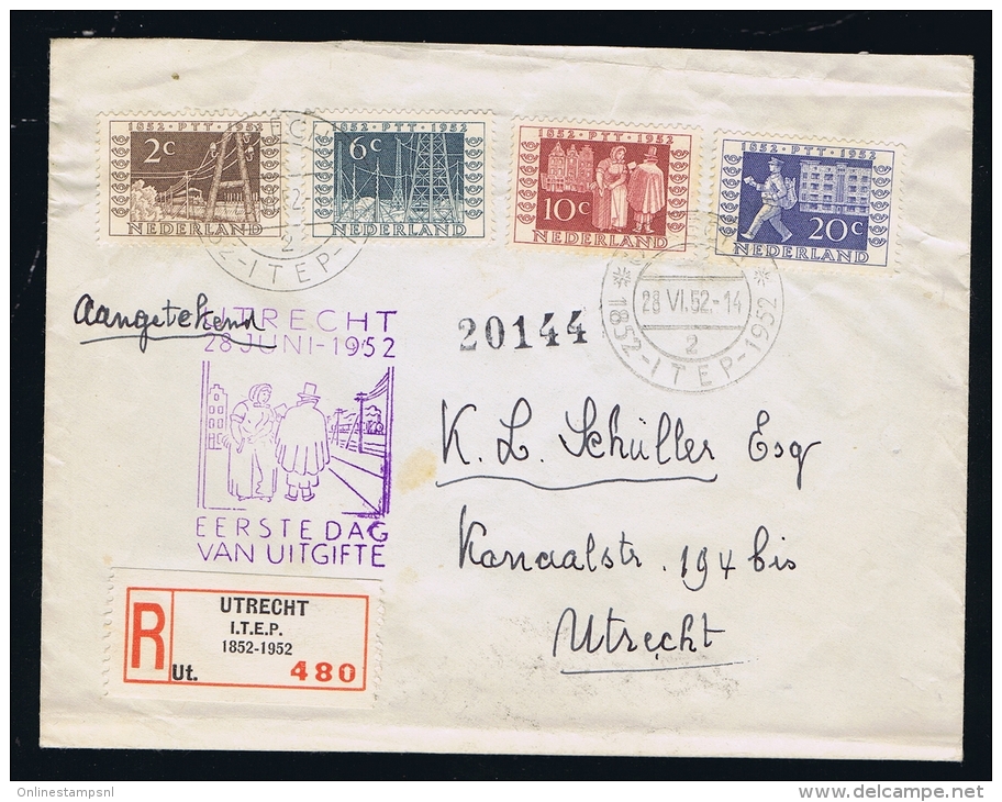 Aangetekende FDC 1952 ITEP Utrecht NVPH Nummers 592-595 !! - FDC