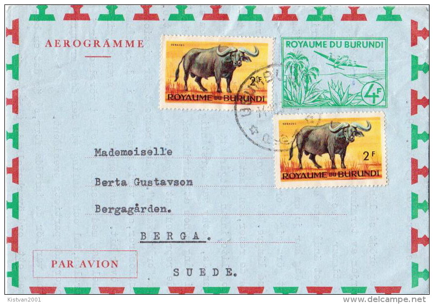 Postal History Cover: Burundi With Buffalo And Hippo Stamps On 2 Aerogrammes - Other & Unclassified