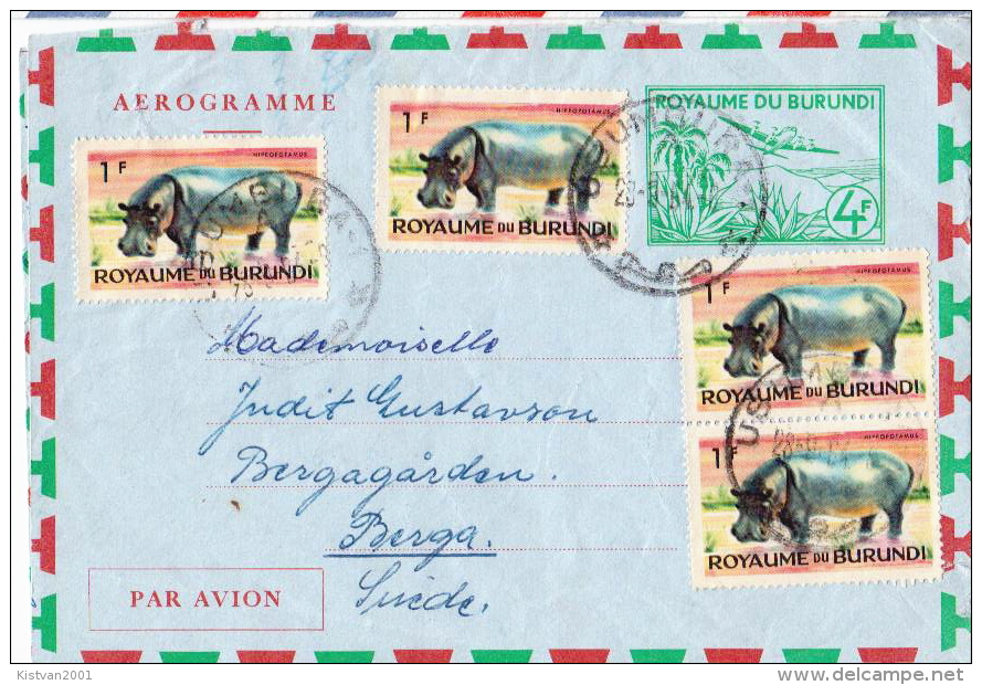 Postal History Cover: Burundi With Buffalo And Hippo Stamps On 2 Aerogrammes - Other & Unclassified
