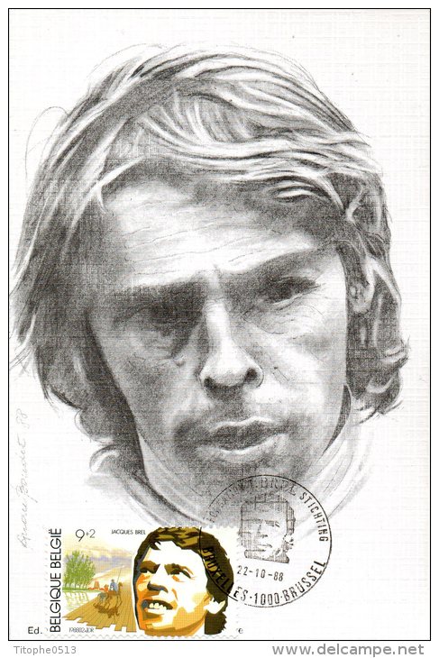 BELGIQUE. N°2303 Sur Carte Maximum De 1988. Jacques Brel. - Singers