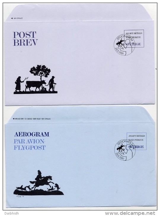 SWEDEN 1981 Papercuts Postal Stationery Set Of 3 Pieces Cancelled..   Michel F9' LF9, P105 - Postwaardestukken