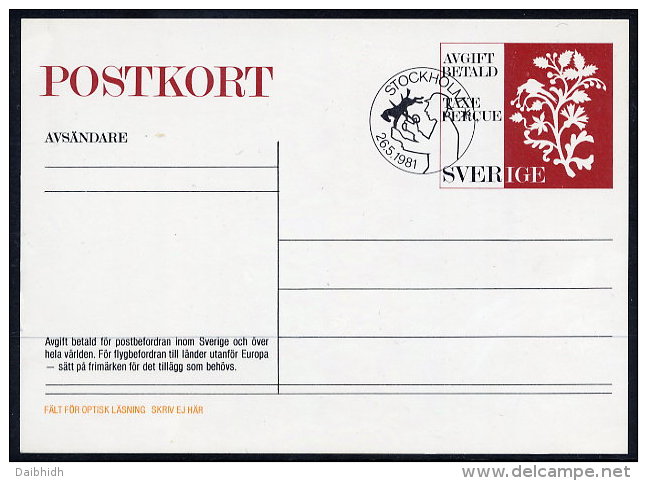 SWEDEN 1981 Papercuts Postal Stationery Set Of 3 Pieces Cancelled..   Michel F9' LF9, P105 - Postal Stationery