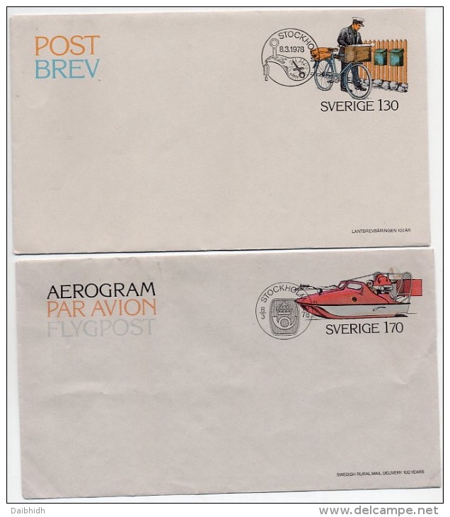 SWEDEN 1978 Rural Postmen Postal Stationery Set Of 2 Pieces Cancelled..   Michel F7, LF7 - Enteros Postales