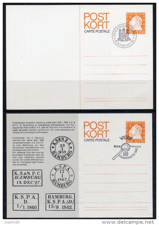 SWEDEN 1974 Swedish Post In Hamburg Set Of 2 Postal Stationery Cards,  Cancelled..   Michel P95, 95 I - Entiers Postaux