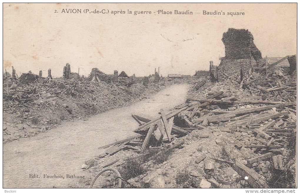 Avion (Pas De Calais) Après La Guerre - Place Baudin - Baudin's Square - Avion