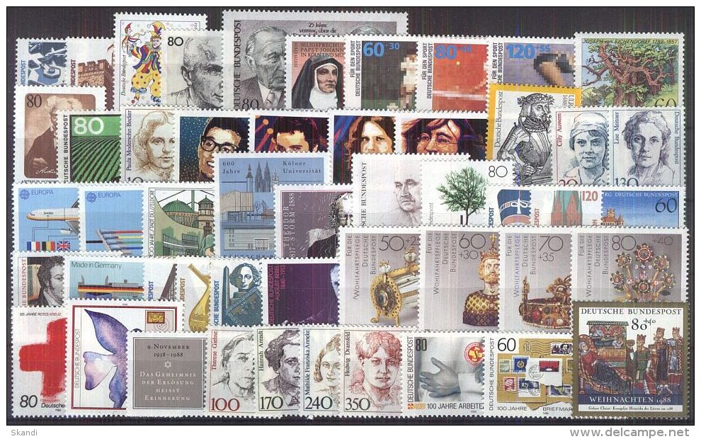 DEUTSCHLAND 1988 Mi-Nr. 1347-96 Jahrgang/year Set ** MNH - Jahressammlungen