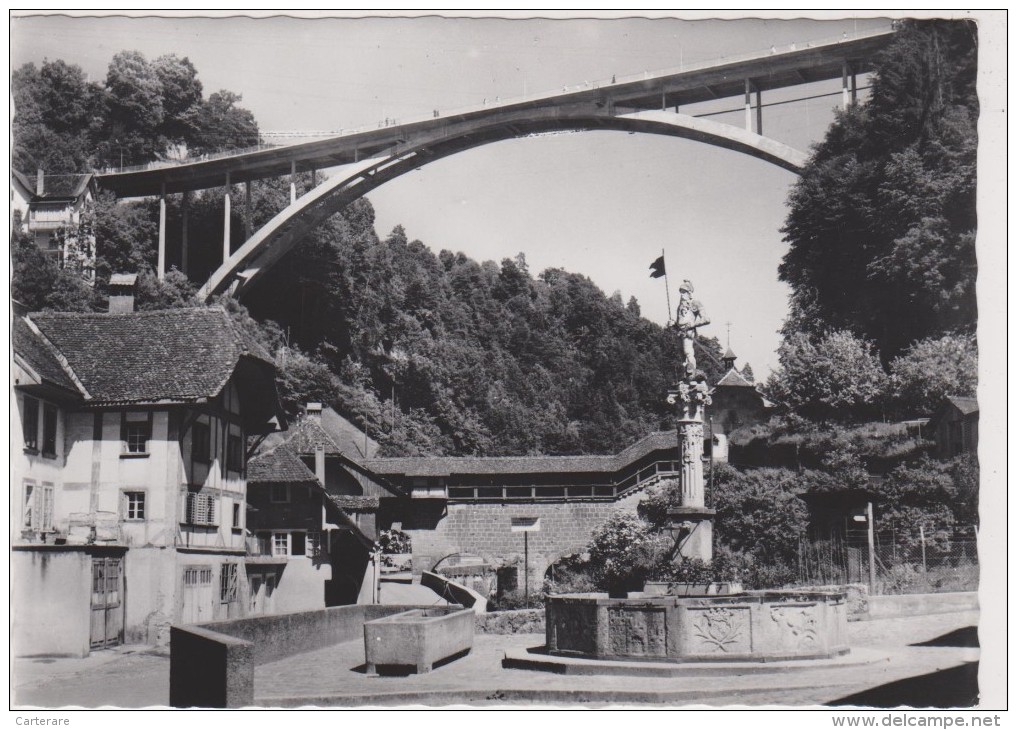 SUISSE,SCHWEIZ,SVIZZERA,SWITZERLAND,HELVETIA,SWISS ,FRIBOURG,FREIBURG,carte Photo,monument,fontaine,pont - Fribourg