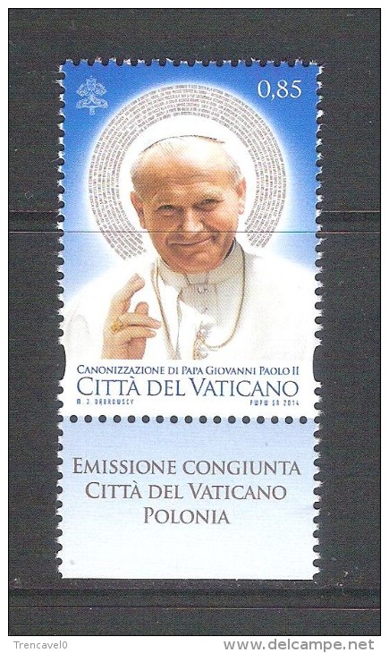 Vaticano 2014-1 Sellos Nuevo**-Emision Conjunta Con Polonia-Canonizacion De Juan Pablo II - Nuevos