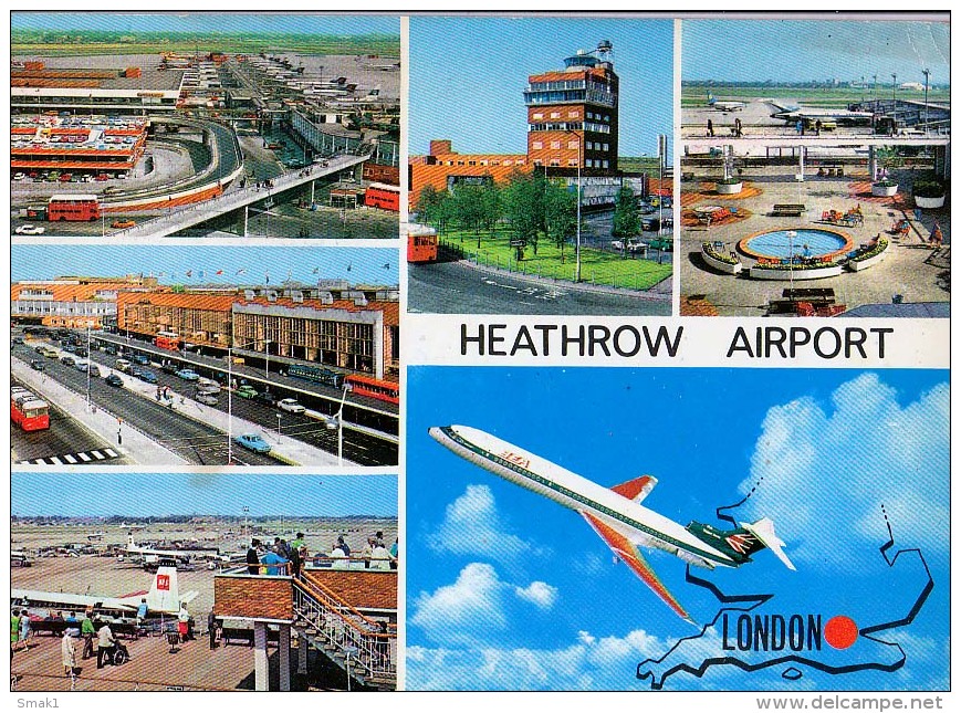 AK AERODROME AIRPORT HEATHROW AIRPORT LONDON ALTE POSTKARTE 1975 - Aerodrome