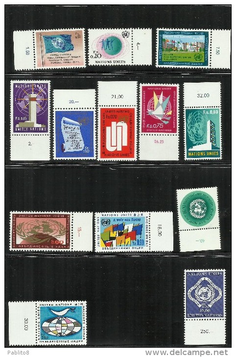 UNITED NATIONS GENEVE GINEVRA ONU - UN - UNO 1969 1970 DEFINITIVE 13 STAMPS FIRST ISSUE ORDINARI PRIMA EMISSIONE MNH - Used Stamps