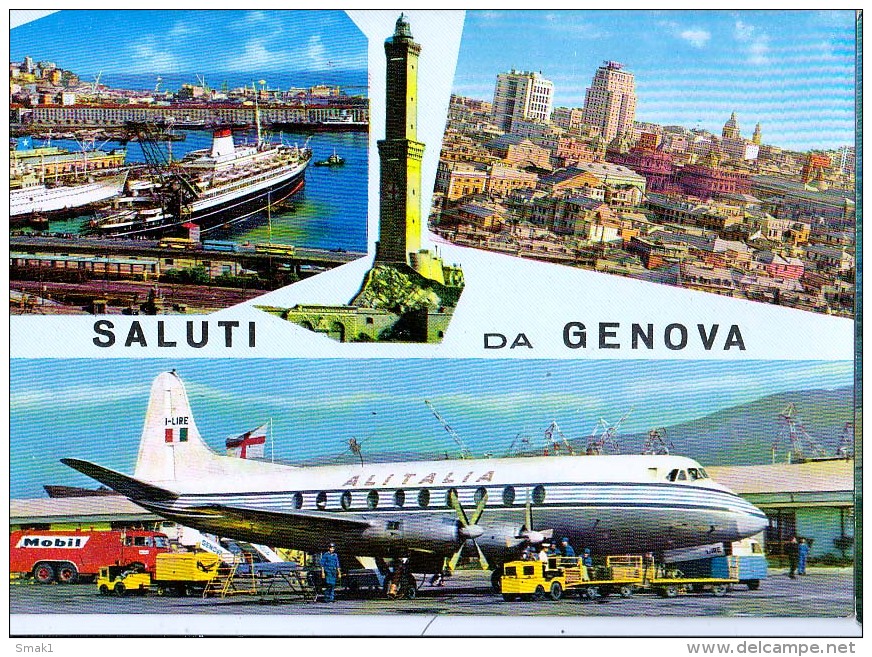 AK AERODROME AIRPORT  FLUGHAFEN FIUMICINO  AEROPORTO GENOVA ITALIEN ALTE POSTKARTE 1964 - Aerodromes
