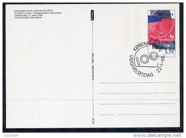 DENMARK 1998 Centenary Of Trades Unions  Postal Stationery Card, Cancelled.  Nr. CP21 - Entiers Postaux