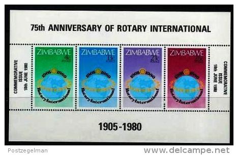 ZIMBABWE, 1980, Mint Never Hinged Stamp(s) Block Nr. 5, Rotary International, MI Nr(s). 242-245, #5265 - Zimbabwe (1980-...)