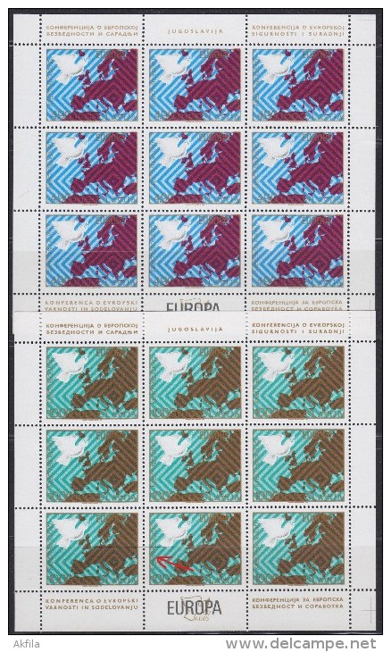 1551. Yugoslavia, 1977, European Security And Co-operation Conference, Belgrade, Error On 8th Stamp, MNH (**) - Imperforates, Proofs & Errors