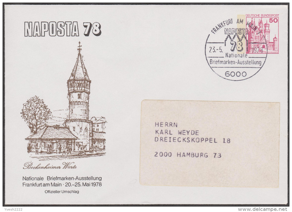 Allemagne 1978. Privatganzsache, Entier Postal Timbré Sur Commande. Naposta'78, Frankfurt Am Main. Exposition Phila - Enveloppes Privées - Oblitérées