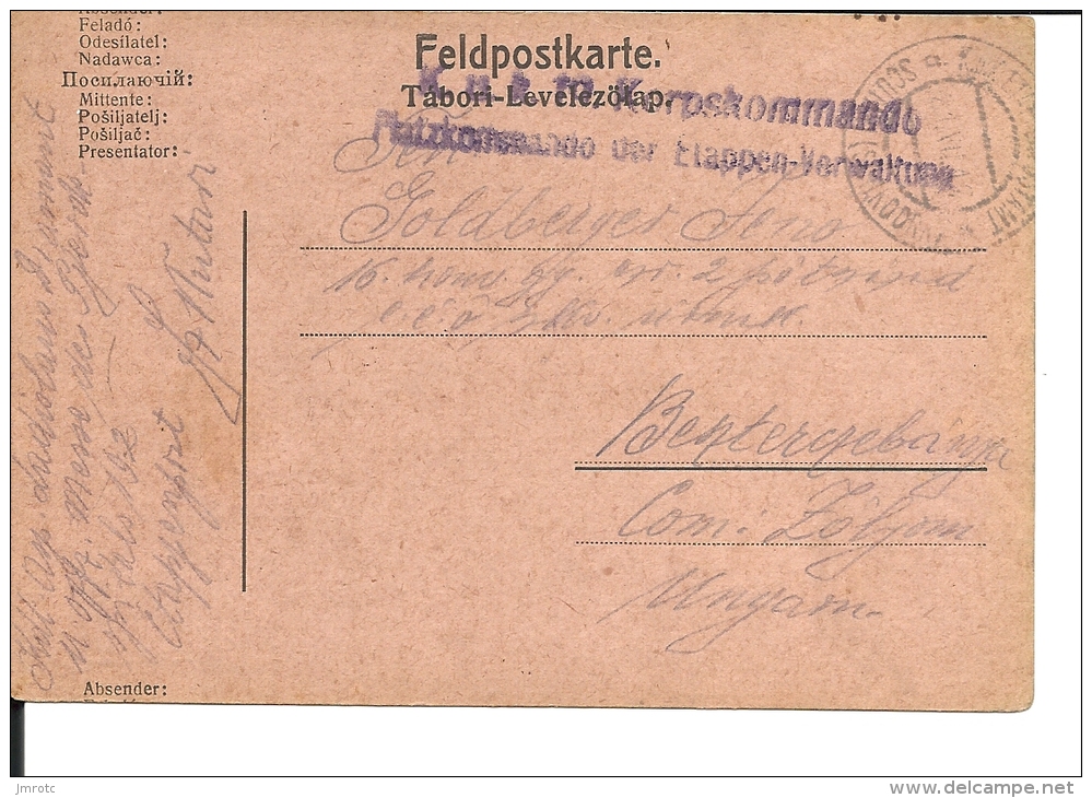 Carte Lettre Militaire , Feldpost, 1918 Pour La Hongrie  (734) - Briefe U. Dokumente