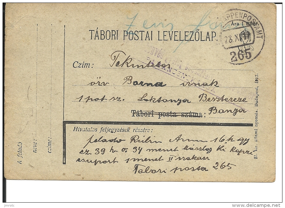 Carte Lettre Militaire , Feldpost,  Royaume De Hongrie  1918(736) - Briefe U. Dokumente