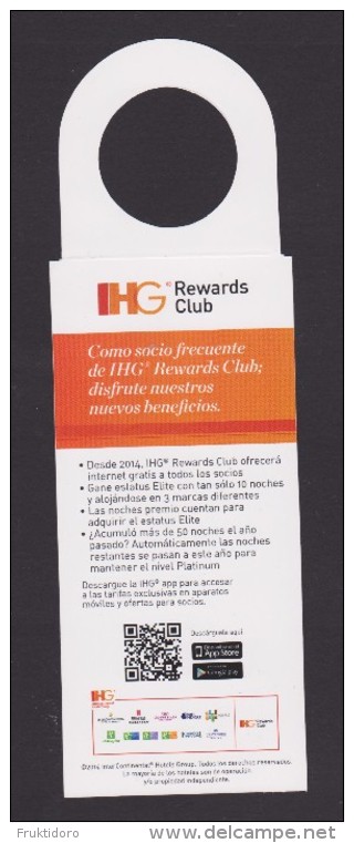 Do Not Disturb Sign From Hotels From IHG Rewards Club In English And Spanish - Etiketten Van Hotels