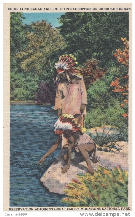 Chief Lone Eagle And Scout On Expedition On Cherokee Indian             Scan 8392 - Personnages Historiques