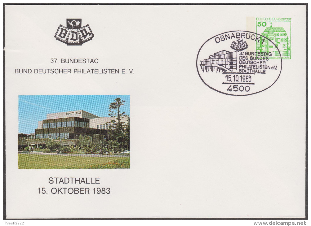 Allemagne 1983. Privatganzsache, Entier Postal Timbré Sur Commande. Stadthalle Osnabrück - Enveloppes Privées - Oblitérées