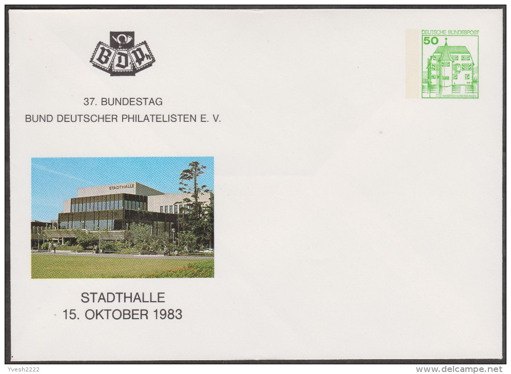 Allemagne 1983. Privatganzsache, Entier Postal Timbré Sur Commande. Stadthalle Osnabrück - Private Covers - Mint