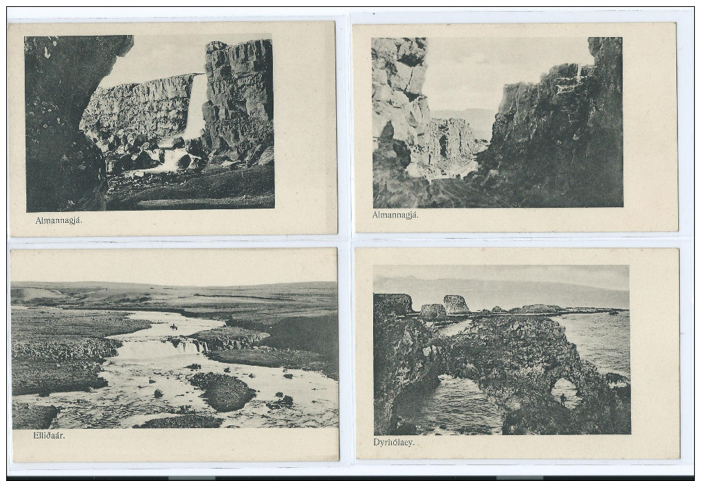 4 CARTES ISLANDE ALMANNAGJA DYRHOLAEY ELLIDAAR 2 Scans (R2 FREE SHIPPING REGISTERED) - Islande