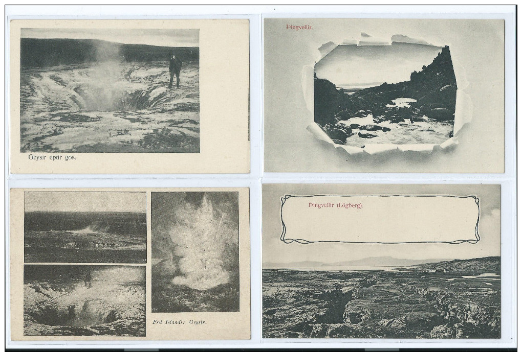 4 CARTES ISLANDE DINGVELLIR GEYSIR VOLCAN 2 Scans (R2 FREE SHIPPING REGISTERED) - Islande