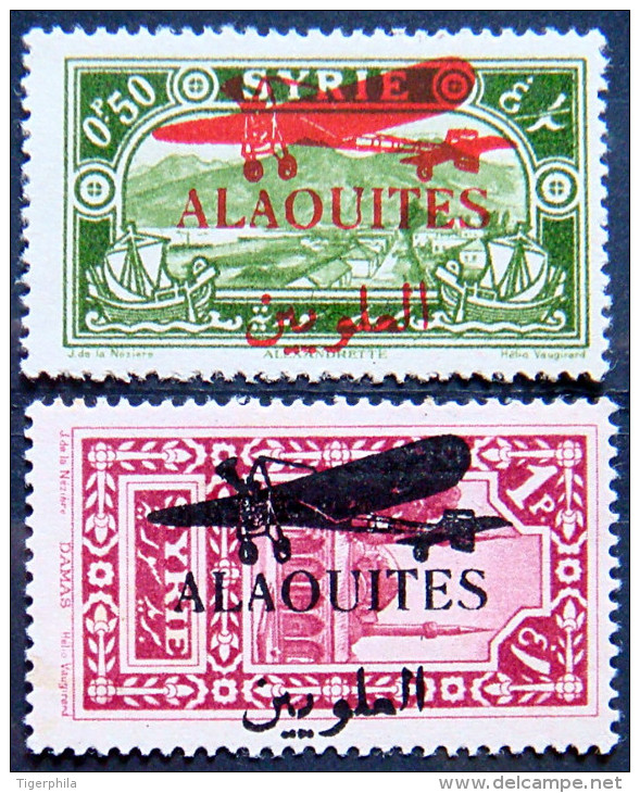 ALAOUITES 1929 Airmail Set Of 2 MLH ScottC17,C18 CV$12 - Nuevos