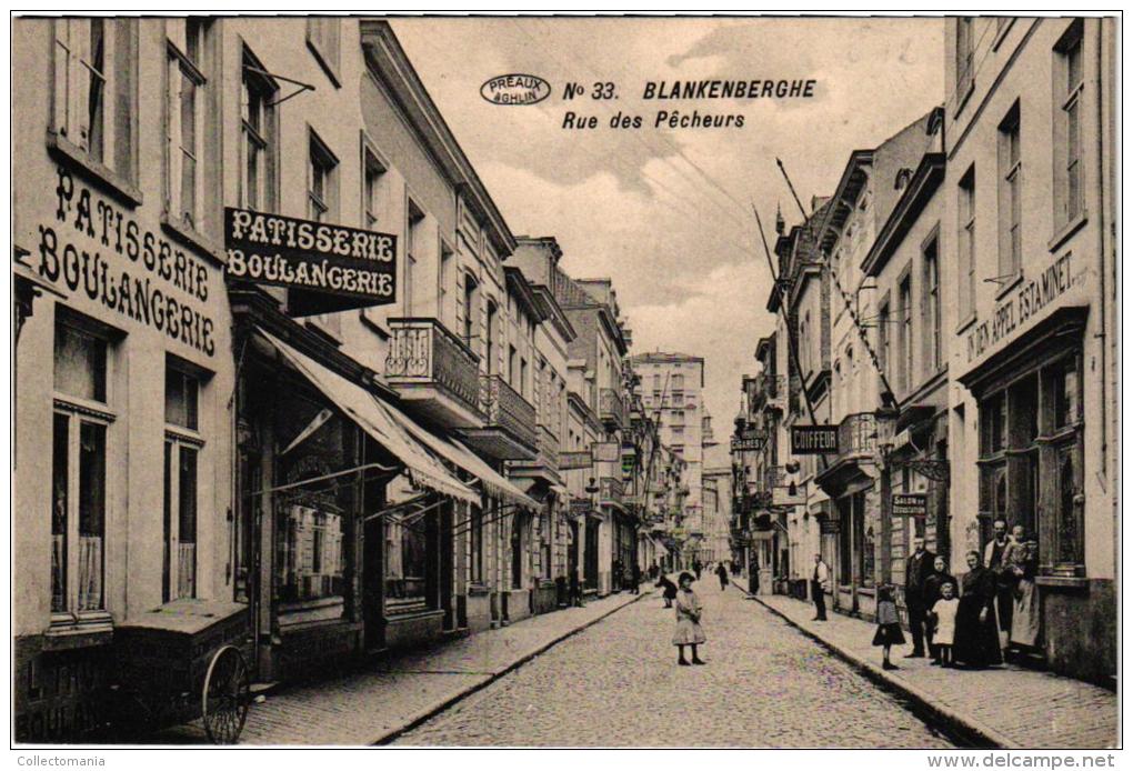 Blankenberge 6 CPA Visser '12 Baders '12 Post 1902 Excursieboot Nelson 1901 Visserstr Estaminet In Den Appel Reddingboot - Blankenberge