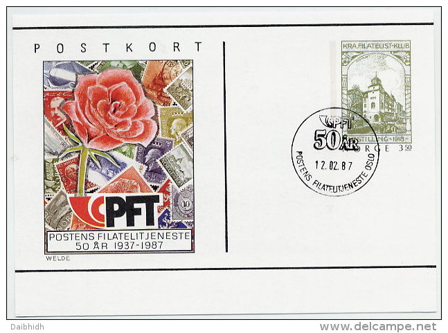 NORWAY 1987 50th Anniversary Of Philatelic Service Postal Stationery Card, Cancelled.  Michel P191 - Postwaardestukken
