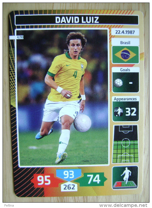 2014 PANINI CARD (NOT STICKER) FIFA SOCCER WORLD CUP DAVID LUIZ BRASIL - Andere & Zonder Classificatie