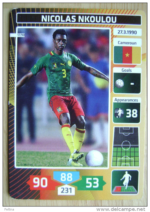 2014 PANINI CARD (NOT STICKER) FIFA SOCCER WORLD CUP NICOLAS NKOULOU CAMEROUN - Other & Unclassified