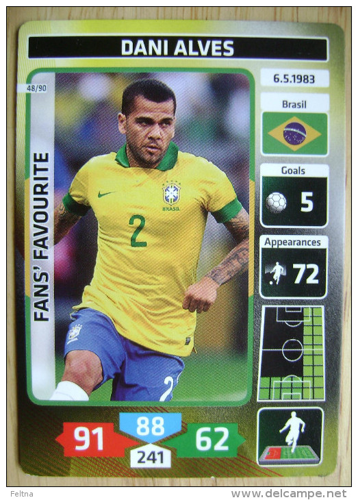 2014 PANINI CARD (NOT STICKER) FIFA SOCCER WORLD CUP DANI ALVES BRASIL - Andere & Zonder Classificatie