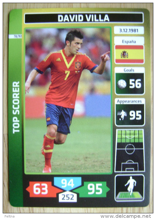 2014 PANINI CARD (NOT STICKER) FIFA SOCCER WORLD CUP DAVID VILLA SPAIN - Andere & Zonder Classificatie