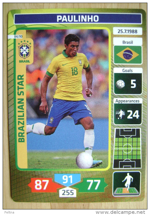 2014 PANINI CARD (NOT STICKER) FIFA SOCCER WORLD CUP PAULINHO BRASIL - Andere & Zonder Classificatie