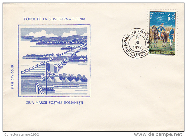 2330- ROMANIAN STAMP'S DAY, BRIDGE, COVER FDC, 1977, ROMANIA - FDC